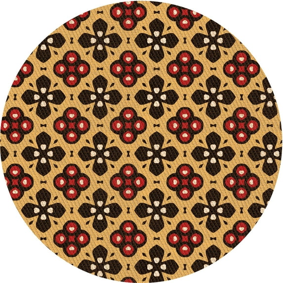 Ahgly Company Machine Washable Indoor Round Transitional Night Red Area Rugs, 5' Round