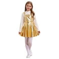 thumbnail image 2 of RUNQHUI Robe Salopette Évasée pour Filles Fête d'Anniversaire Robe Salopette à Bretelles Jupe Plissée Vêtements de Carnaval Or 12, 2 of 6