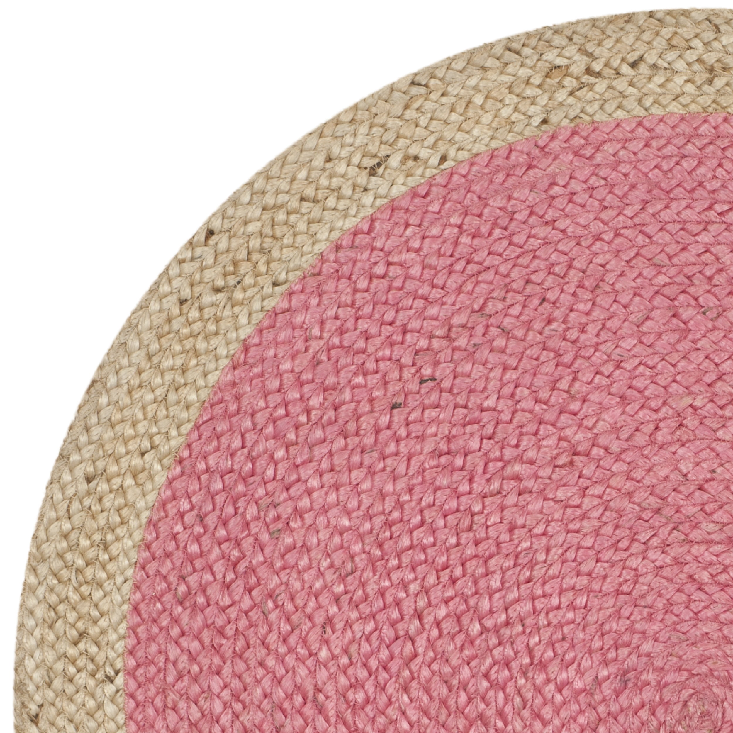 SAFAVIEH Natural Fiber Cebrail Braided Jute Area Rug, Pink/Natural, 3' x 3' Round