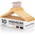 thumbnail image 1 of Perchas de madera Smartor, paquete de 10, resistentes para ropa, 1 of 9