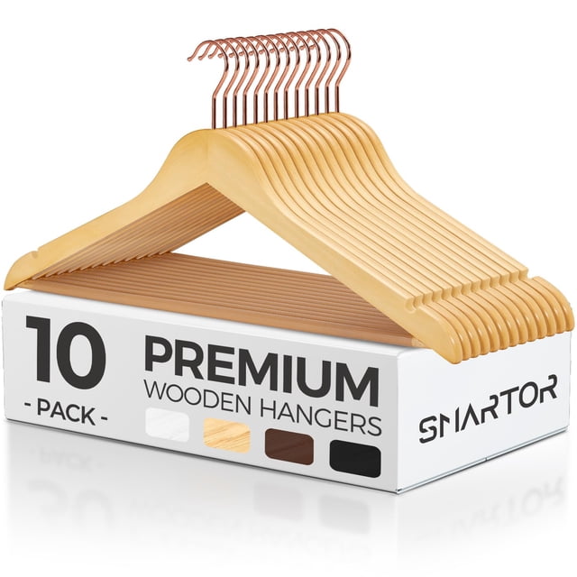 Perchas de madera Smartor, paquete de 10, resistentes para ropa