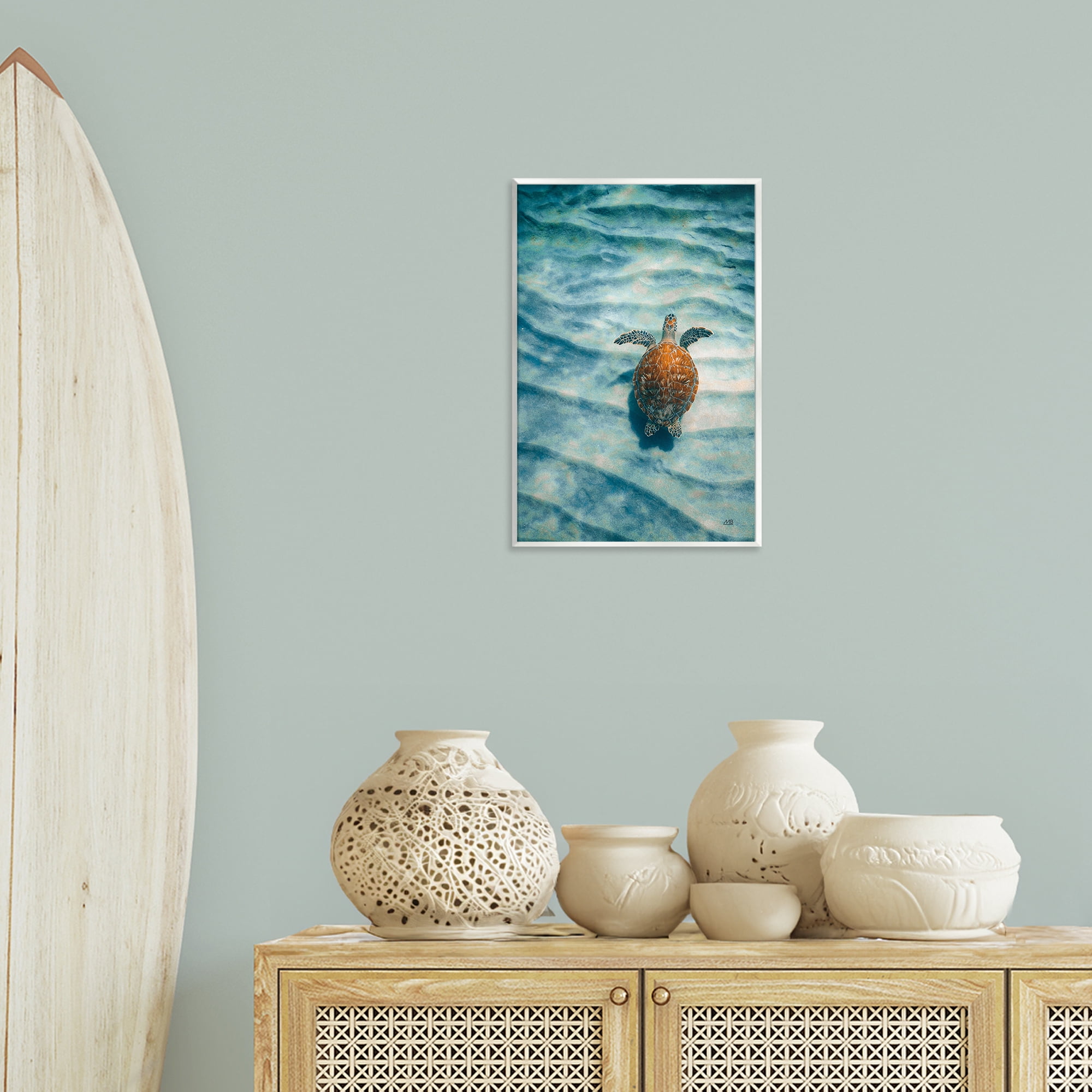 Stupell Industries Turtle Along Rippling Sand Animals Photography Unframed Art Print Wall Art, 13 x 19