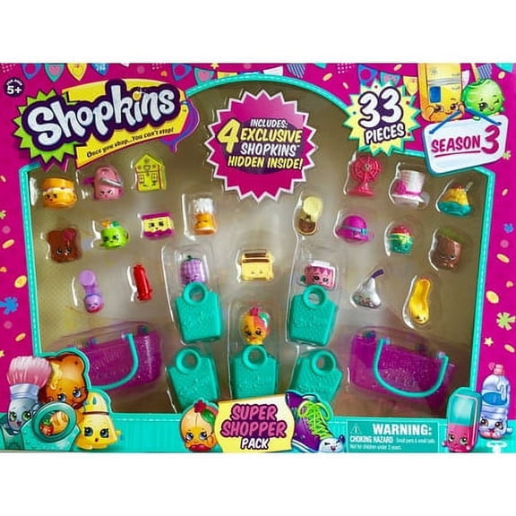 Shopkins Season 3 Super Shopper Pack, Includes 4 Exclusive Shopkins Hidden In...