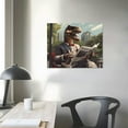 thumbnail image 3 of JRXY  Two Lovely Baby Boy Touching Trex Dinosaur in The Forest  on Canvas with Wood Frame, Modern Home Wall Decoration Artwork Ready to Hang pattern2, 3 of 4