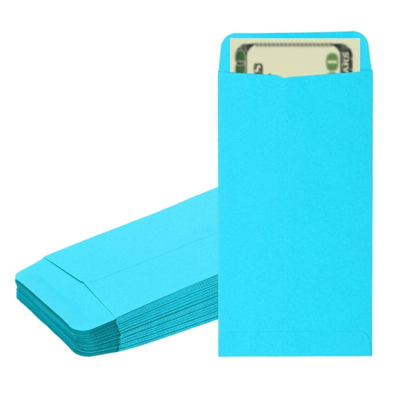 Uxcell Money Envelope, 50 Pcs 6.5" x 3.5" Cash Holder for Checks Coins, Deep Blue
