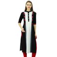 thumbnail image 3 of Phagun Women Cotton Tunic Top Straight Kurta Casual Summer Blouse With Chinese Collar, 3 of 3