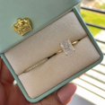 thumbnail image 3 of vylahjewellery Elegant Wedding Ring for Women, Yellow Gold Vermeil Radiant Diamond Solitaire Ring, Hidden Halo Engagement Ring with Matching Pavé Band, 3 of 5