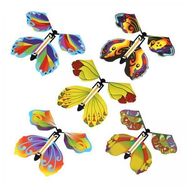 2x 5 Uds Juguetes de Mariposa de Cuerda Mariposa Voladora Banda de Goma Juguete Alimentado para Aniversario Tarjetas de Felicitación de Boda Fiesta 2 piezas