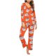 thumbnail image 1 of Puntoco Conjunto de pijama con pantalones largos y cuello en V con estampado navideño para mujer, 1 of 5