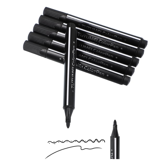 Uxcell Colored Markers Black 6 Pack Washable Coloring Markers Water Color Pens