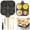 Star2, variant on Non-stick Egg Frying Pan, 4 Holes Skillet with Handle, Multifunctional Wooden Handle Medical Stone Omelet Cookware, for Eggs, Sandwich, Pancakes, Compatible with Gas Stove & Induction Cooktop (Black)