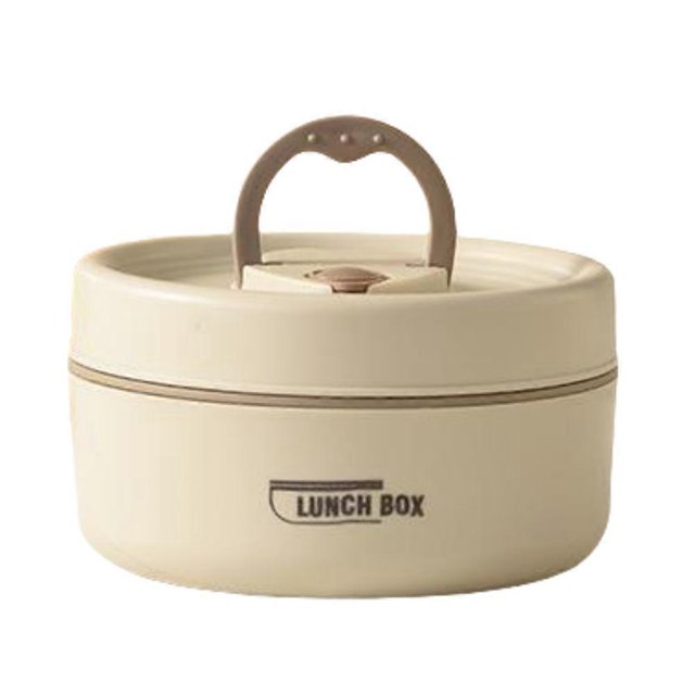 Fiambrera térmica con aislamiento de 440/600 ml, recipiente para comida, sopa, portátil, para estudiantes, adultos, modelos con aislamiento de espuma, beige, 440 ml