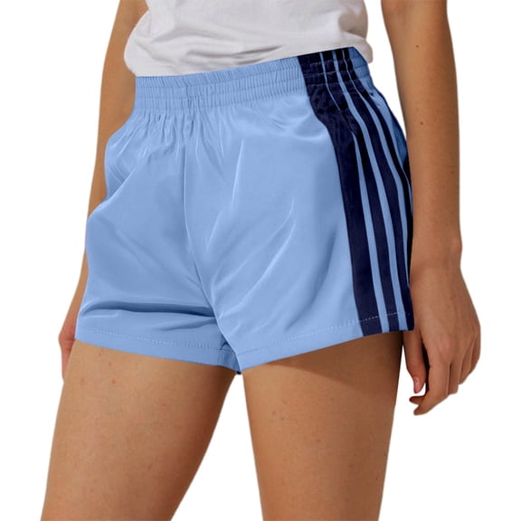 Arlun Womens Striped Athletic Shorts Elastic Waist Side Stripe Casual Shorts Loose Patchwork Workout Sweat Shorts Spring and Summer Stylish Bottom Outfit Sky Blue S