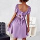thumbnail image 4 of Vestido fruncido con lazo en la espalda,Vestido fruncido con ribete de volantes Vestido corto fruncido Vestido con ribete de volantes Características de vanguardia, 4 of 6