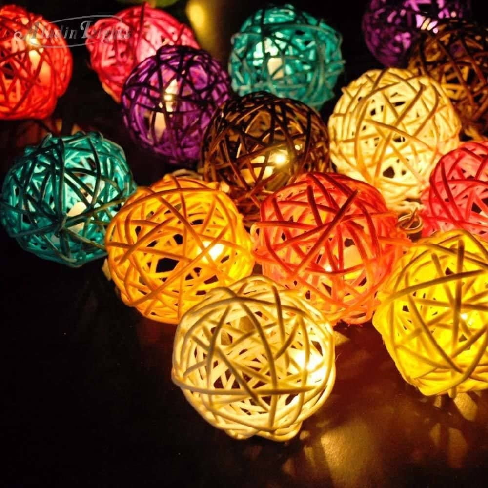 wicker ball string lights