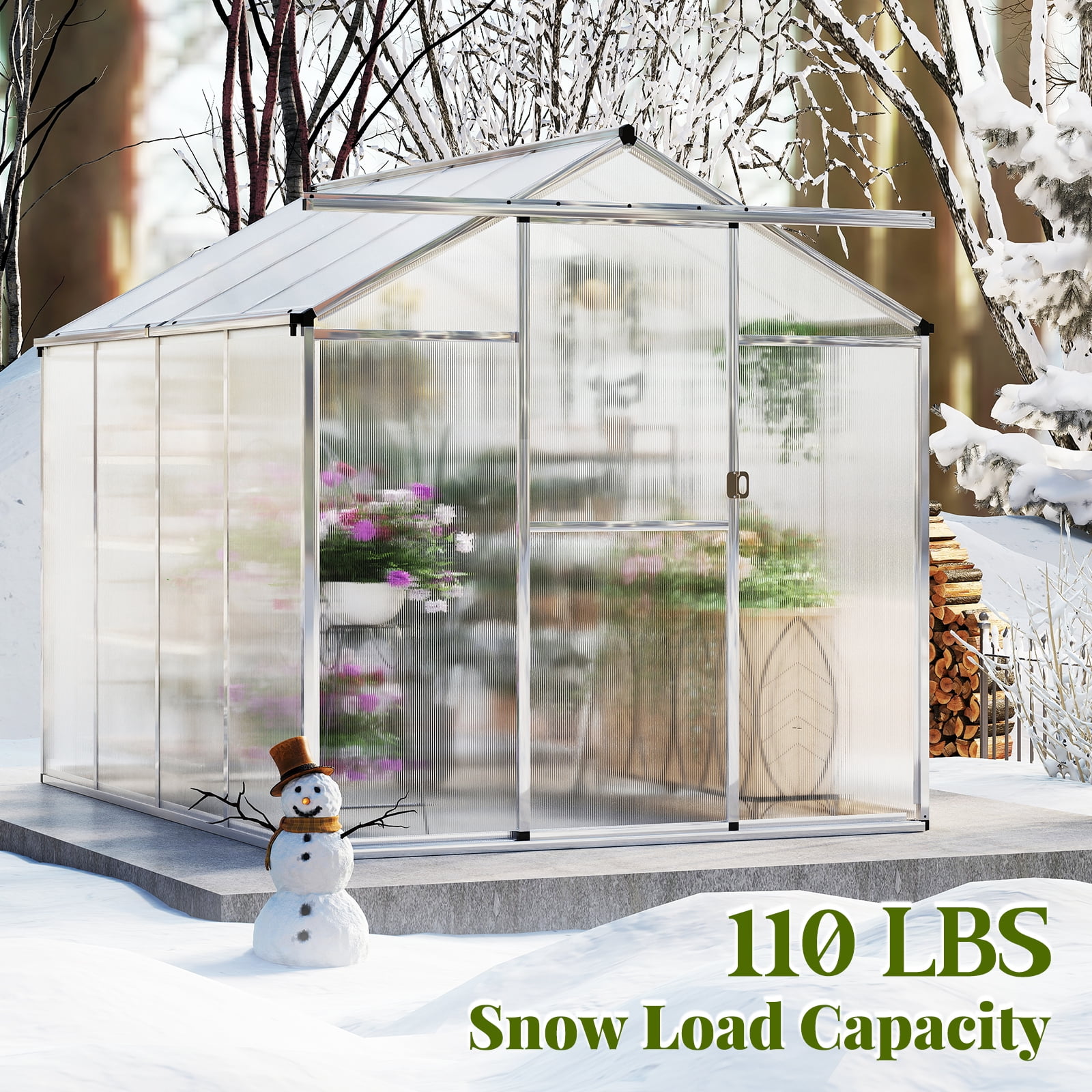 Gymax 6 x 8 FT Greenhouse for Outdoors Large Walk-in Green House w/ Rain Gutters