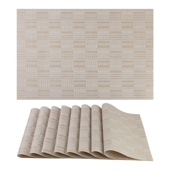 REGALWOVEN 8 Pack Placemats for Kitchen Dining Table Decor Heat Resistant Table Placemats Wipeable Table Mat Beige 18*12in