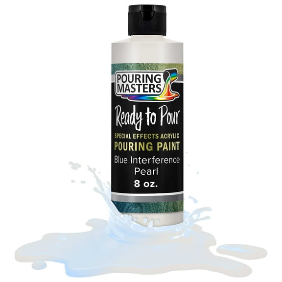 Pouring Masters Blue Interference Pearl Special Effects Pouring Paint - 8 Ounce Bottle - Acrylic Ready to Pour Pre-Mixed Water Based for Canvas, Wood, Paper, Crafts, Tile, Rocks and More