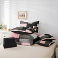 thumbnail image 5 of Feelyou Geometric Anstract Twin Bedding Sets 7-Piece for Adult, Pink Grey Square Bedding Comforter Set, Modern Fashion Reversible Sheet Sets, Luxury Bedroom Decor, 5 of 7