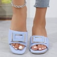 thumbnail image 5 of ZEZKT Women's Flat Slippers Sandals Dressy Summer Open Toe Slip On Leather PU Sandals Blue 8.5, 5 of 7