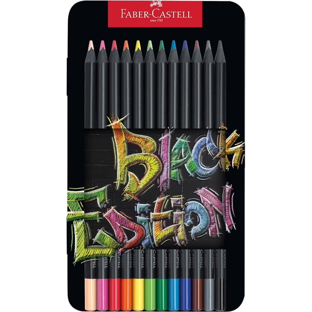 Faber-Castell Crayons à Colorier - Édition Noire - Boîte de 12