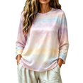 thumbnail image 3 of IMENGL Women Long Sleeve Shirts Basic Tie Dye Sweat Neck Pullover Casual Loose Long Sleeve Top for Womens,M-XXXXL, 3 of 5