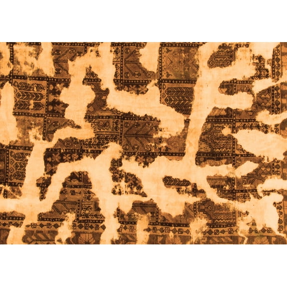 Ahgly Company Indoor Rectangle Abstract Orange Modern Area Rugs, 8' x 10'