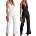 thumbnail image 2 of GXFC Women Elegant Jumpsuit Lace Spaghetti Straps V Neck Backless One Piece Wide-Leg Jumpsuits Long Romper Bodysuit, 2 of 3