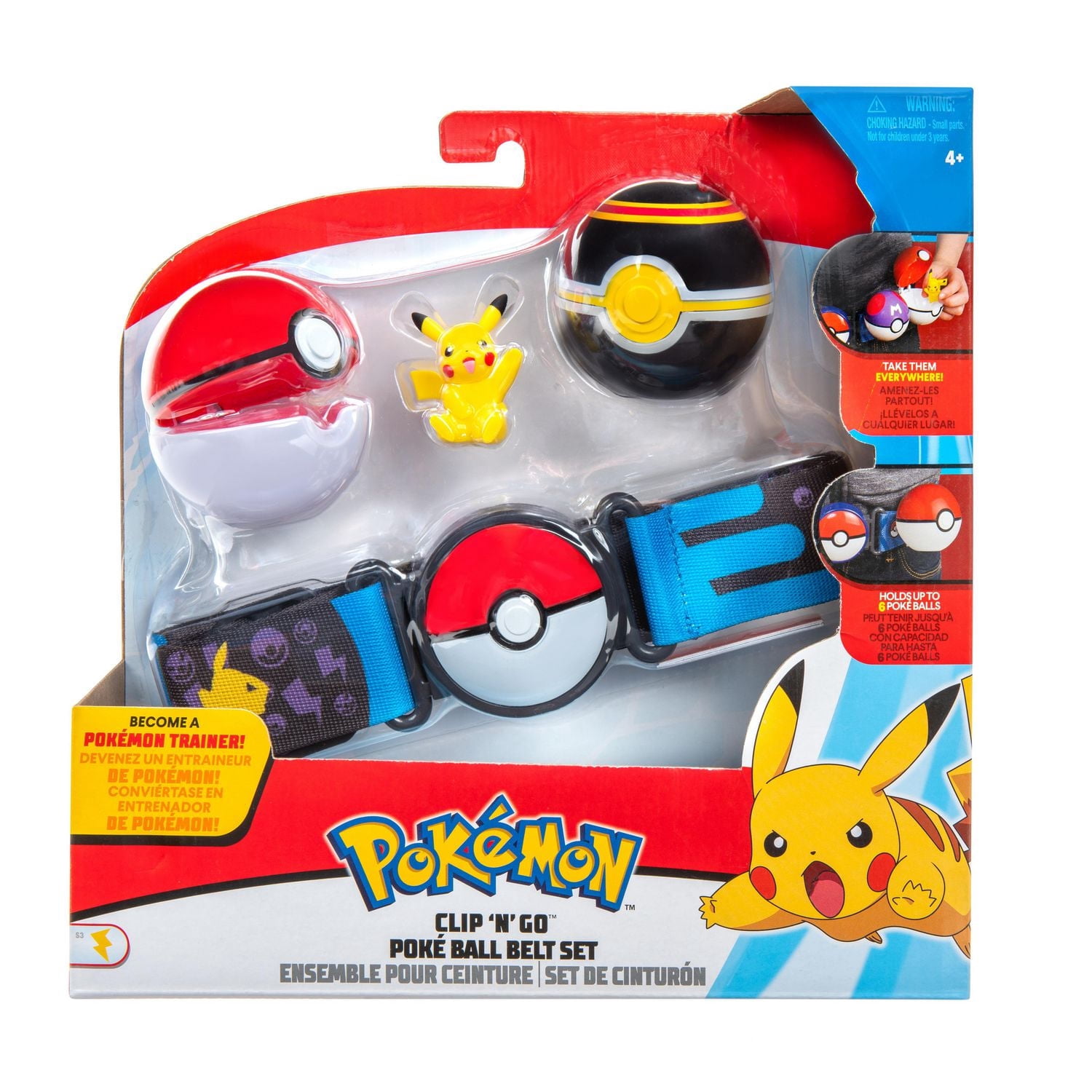 Ensemble ceinture Pokémon Clip 'N' Go - Pikachu + Balle de Luxe & Poké Balle