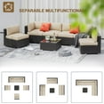 thumbnail image 3 of SUNCROWN 7-Piece Outdoor Patio Furniture Sofa Set All-Weather Black Wicker Sectional Conversation Set with Modern Glass Coffee Table and Cushions (Brown), 3 of 9