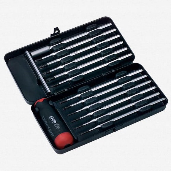 Felo Torx and Torx Plus Torque Limiting Screwdriver Set, 3.0 - 5.4 Nm, 14 Pieces