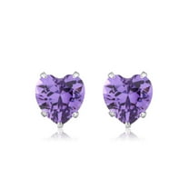 Gem Stone King 3.00 Cttw Purple CZ Stud Earrings for Women Men | 925 Sterling Silver | 6MM Heart Shape | Fine Jewelry Gifts for Her Mom Women Wife
