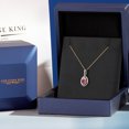 thumbnail image 5 of Gem Stone King 10K Two Tone Gold Pink Created Sapphire and White Diamond Pendant Necklace for Women (0.23 Cttw, Gemstone September Birthstone, Oval 5X3MM, with 18 inch Chain), 5 of 5