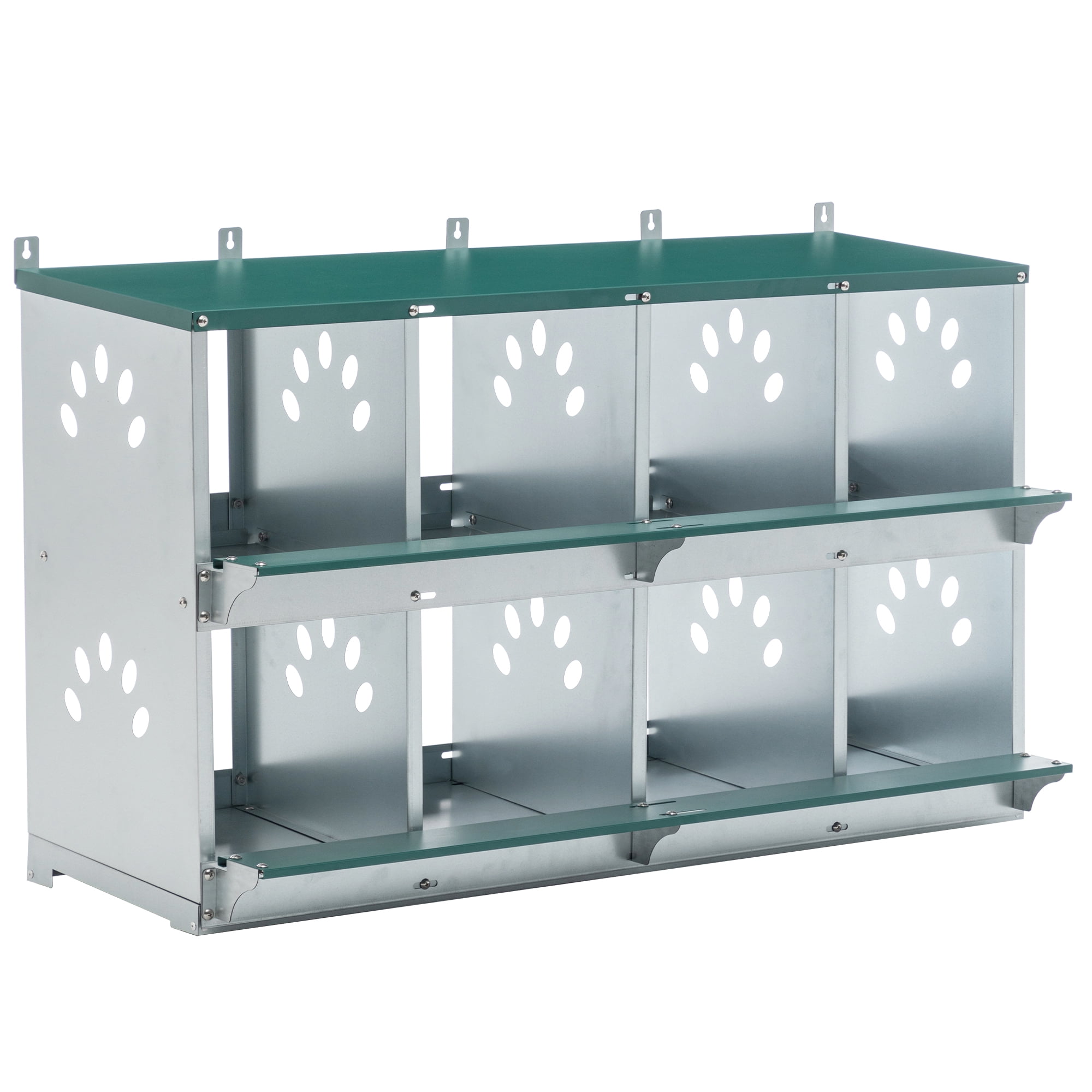 8 Compartment Chicken Nesting Boxes,For Laying Eggs, Metal Poultry Nest Box Wall Mount for Chickens, Hens, Large Vented Holes Chicken Coop Box
