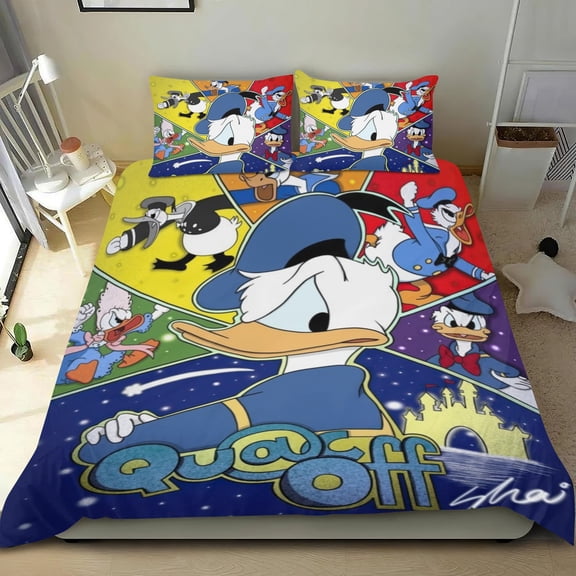 donald duck Themed Bed Sheet Set Three Piece Set 36x75 In ches Comfortable And Skin Friendly Unique Design Creating A Star Studded Night Home Decor Gifts For Family Friends fans
