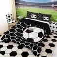 thumbnail image 2 of Erosebridal Soccer Net Ball Queen Comforter Set, Sport Bedding Comforter Set for Boys and Girls, Black Reversible 3 Pieces, 1 Comforter and 2 Pillowcases, 2 of 6