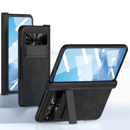 Dteck for Google Pixel Fold Case, Hinge Protection Kickstand Military Grade Drop Protection Full Body Hybrid Shockproof Protective Rugged Cover with Built-in Screen Protector for Pixel Fold,Black