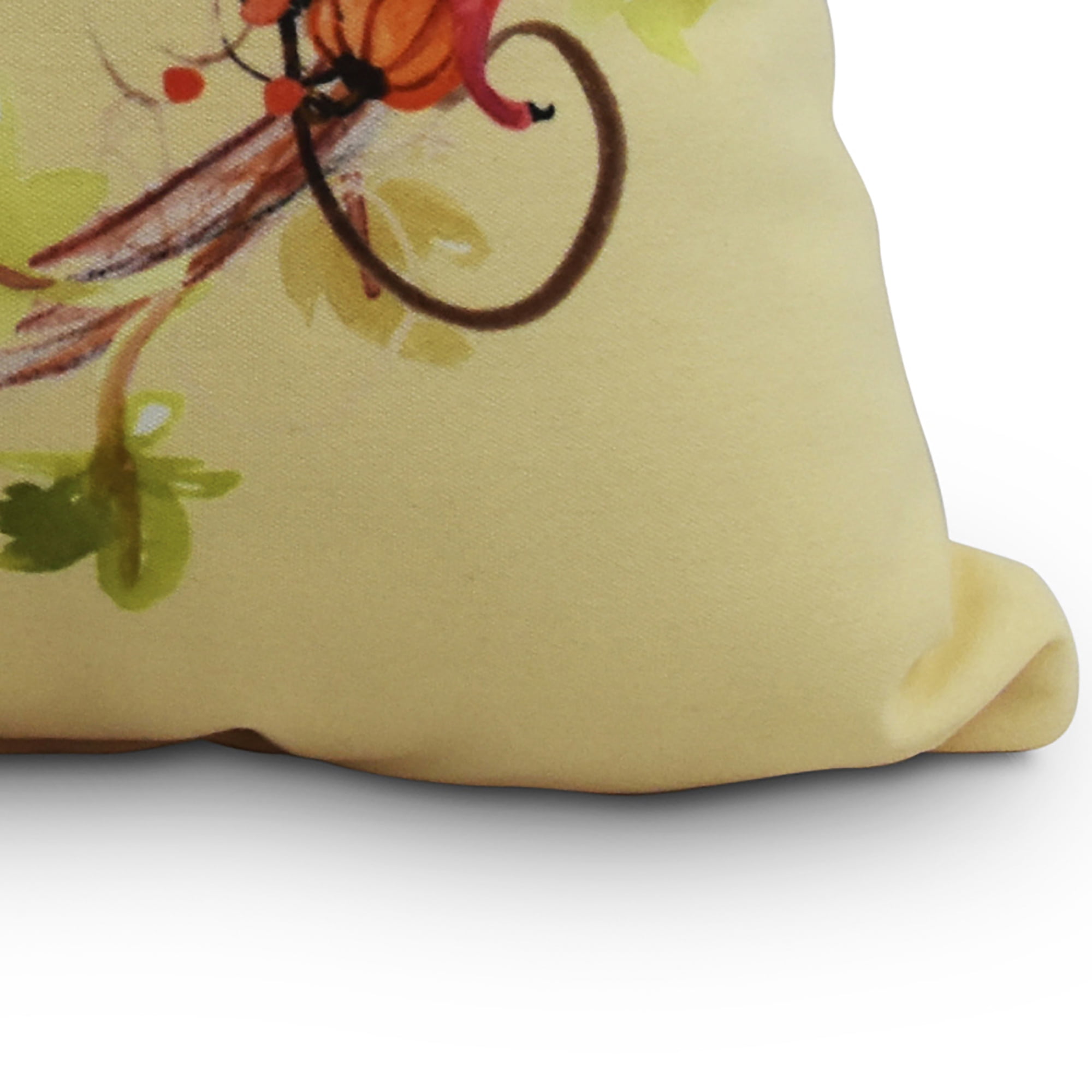 Simply Daisy, 16" x 16" Cornicopia Wreath Light yellow Fall Print Outdoor Decorative Throw Pillow