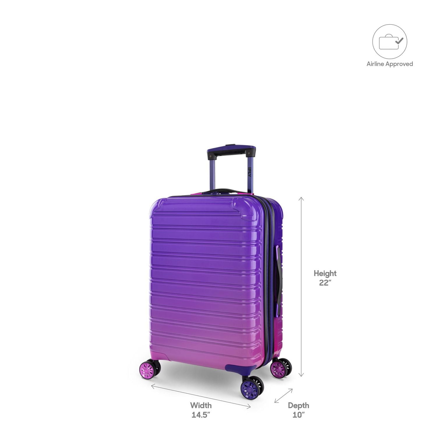 iFLY Hard Sided Fibertech Luggage 22", Midnight Berry