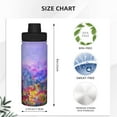 thumbnail image 3 of Picia Colorful Purple Cosmos Flower Pattern Water Bottle 18 oz Stainless Steel Insulated Bottles With Handle Leak Proof Gym Sport Water Jug BPA-free insulated kettle For Men Women Adults, 3 of 7