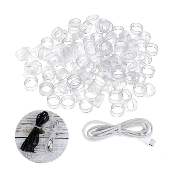 Tiny Silicone Bands,QZS Durable Small Elastic Silicone Rubber Bands,Portable Clear Heavy Round Ties for Wire Cord Cable Wrapping,Bundle,0.5x0.2In