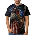 thumbnail image 4 of LAOLIUSN Men’s Patriotic Fishing T-Shirt, American Flag Fish Graphic Tee, 3D All Over Print Short Sleeve Crewneck, 88% Polyester 12% Spandex, S-4XL, 4 of 7