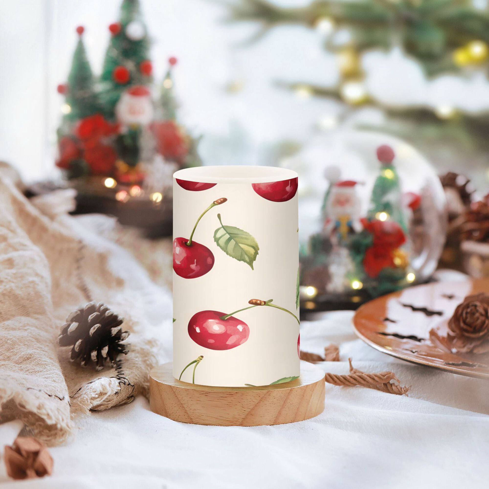 Yayeee Flameless Candles with Remote Flickering Battery Operated Multi Color Changing, Watercolor Cherry