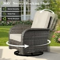 thumbnail image 5 of Vcatnet 7 Pieces Outdoor Conversation Set High Back Sectional All Weather Wicker Patio Furniture with Swivel Glider Chairs & Coffee Table, Beige, 5 of 10