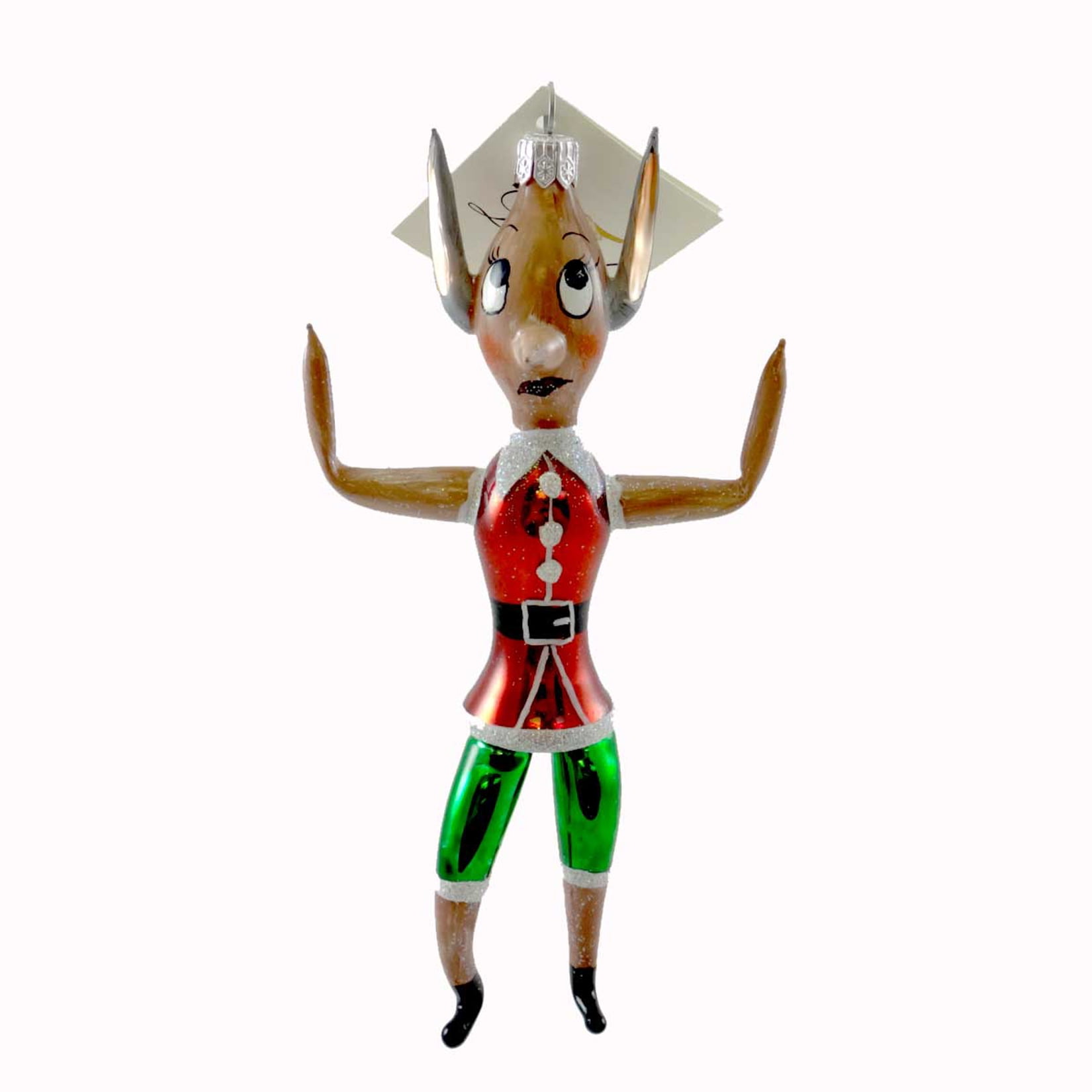 Laved Italian Ornaments CHRISTMAS ELF Glass Big Ears Santa&#039;s Helper 92277 - Walmart.com