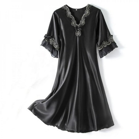 

Clearance!Summer Large Size Lace Pajamas Thin Home Service Lotus Leaf V-neck Short Sleeve Ladies Sleep