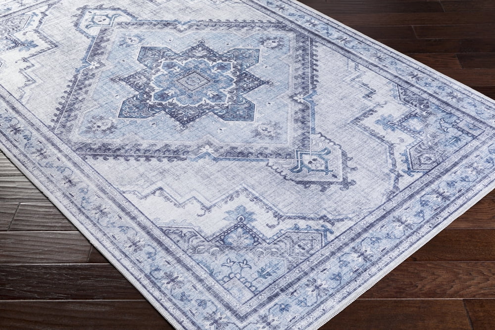 Livabliss Area Rugs for Living Room, 3x8 Iris Traditional Blue Runner Rug, Bedroom Dining Room Home Decor Stain Resistant Carpet (2'7" x 7'7" Runner)