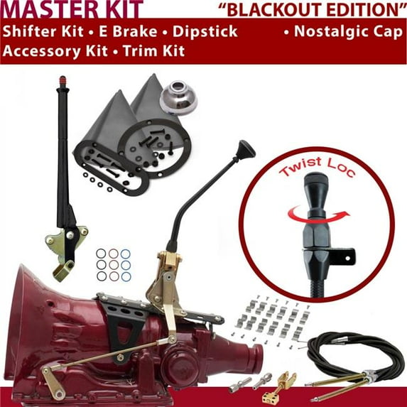 American Shifter AOD Shifter Kit 10 in. E Brake Cable Clamp Trim Kit Dipstick for D76EB