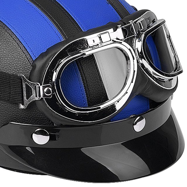 Casco abierto de motocicleta, casco abierto sintético universal para motocicleta, scooter, casco de motocicleta con visera, gafas UV, durabilidad extendida