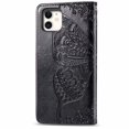 thumbnail image 4 of Étui Portefeuille pour iPhone TP max, Étui de Protection en Cuir PU avec Sangle de Poignet et Fentes pour Cartes, Support en Relief Papillon Fleur pour iPhone Noir, 4 of 9